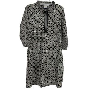 Gretchen Scott Designs Tunic Dress Size Medium Black Gray Geometric Midi